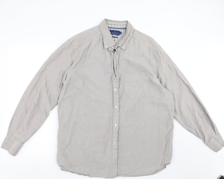 Atlantic Bay Mens Grey Button-Up Size XL