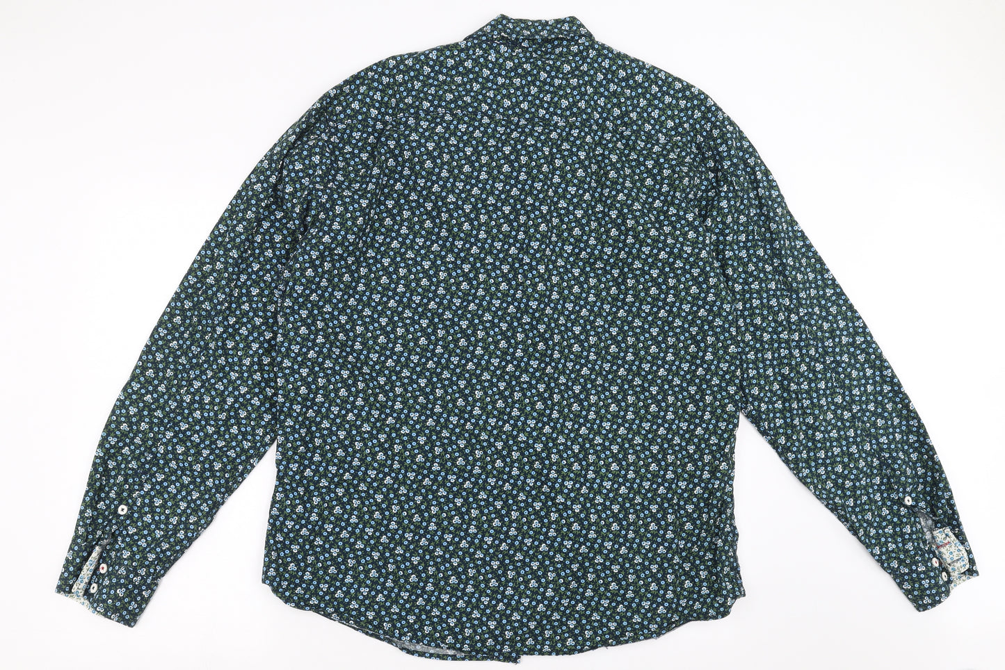 Fluid Mens Blue Floral   Button-Up Size 2XL