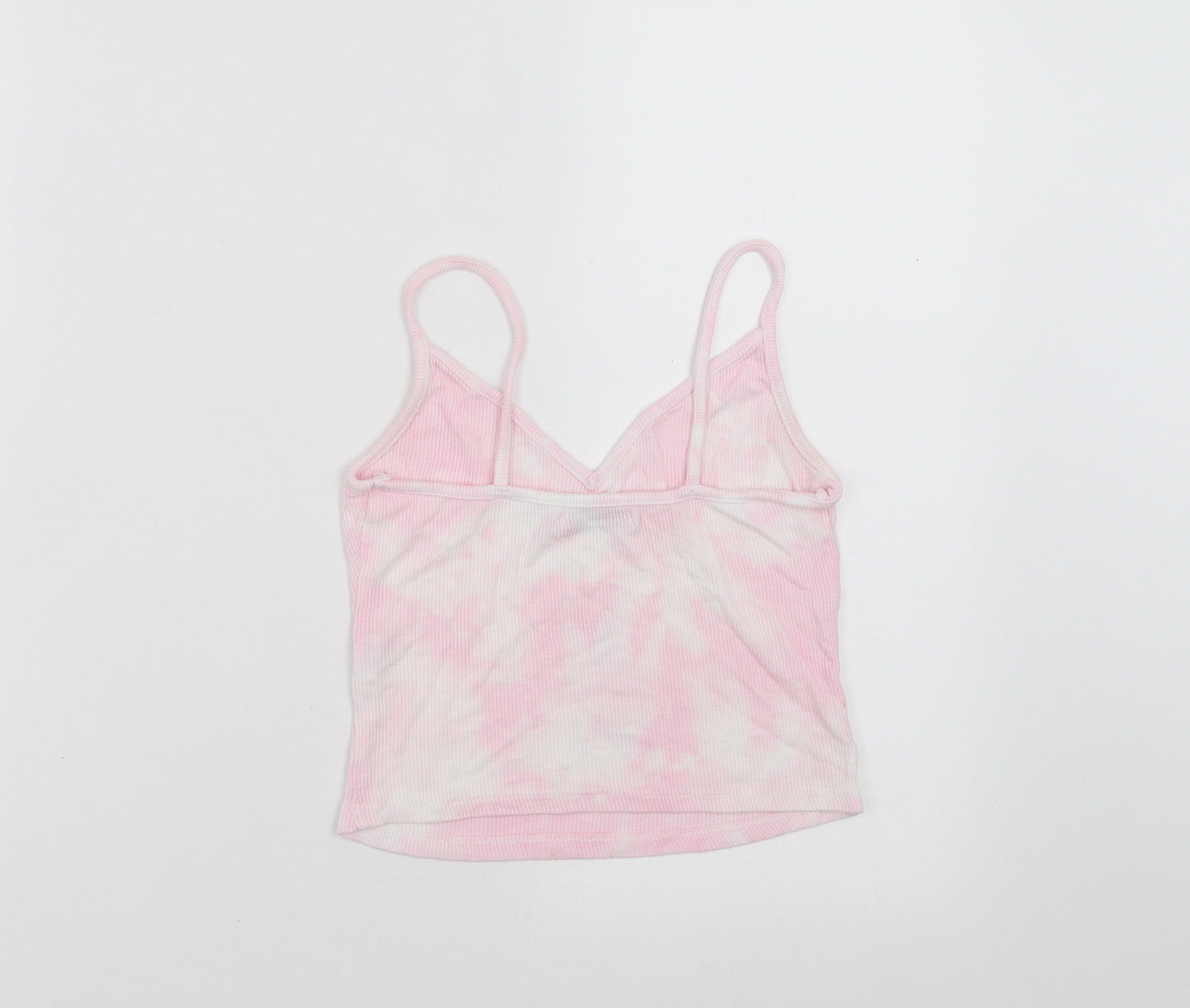 Bershka Womens Pink   Camisole T-Shirt Size XS  - Tie Dye Cropped