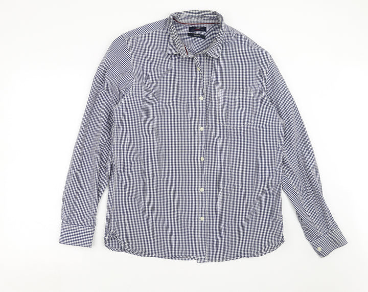 Easy Mens Blue Check Button-Up Size L