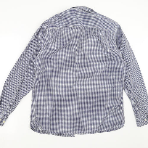 Easy Mens Blue Check   Button-Up Size L
