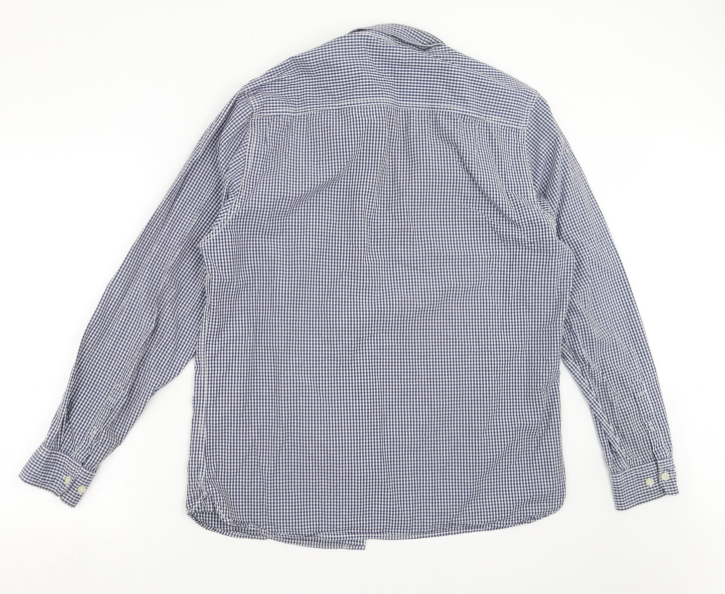 Easy Mens Blue Check   Button-Up Size L
