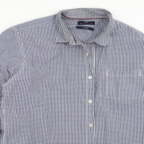 Easy Mens Blue Check   Button-Up Size L