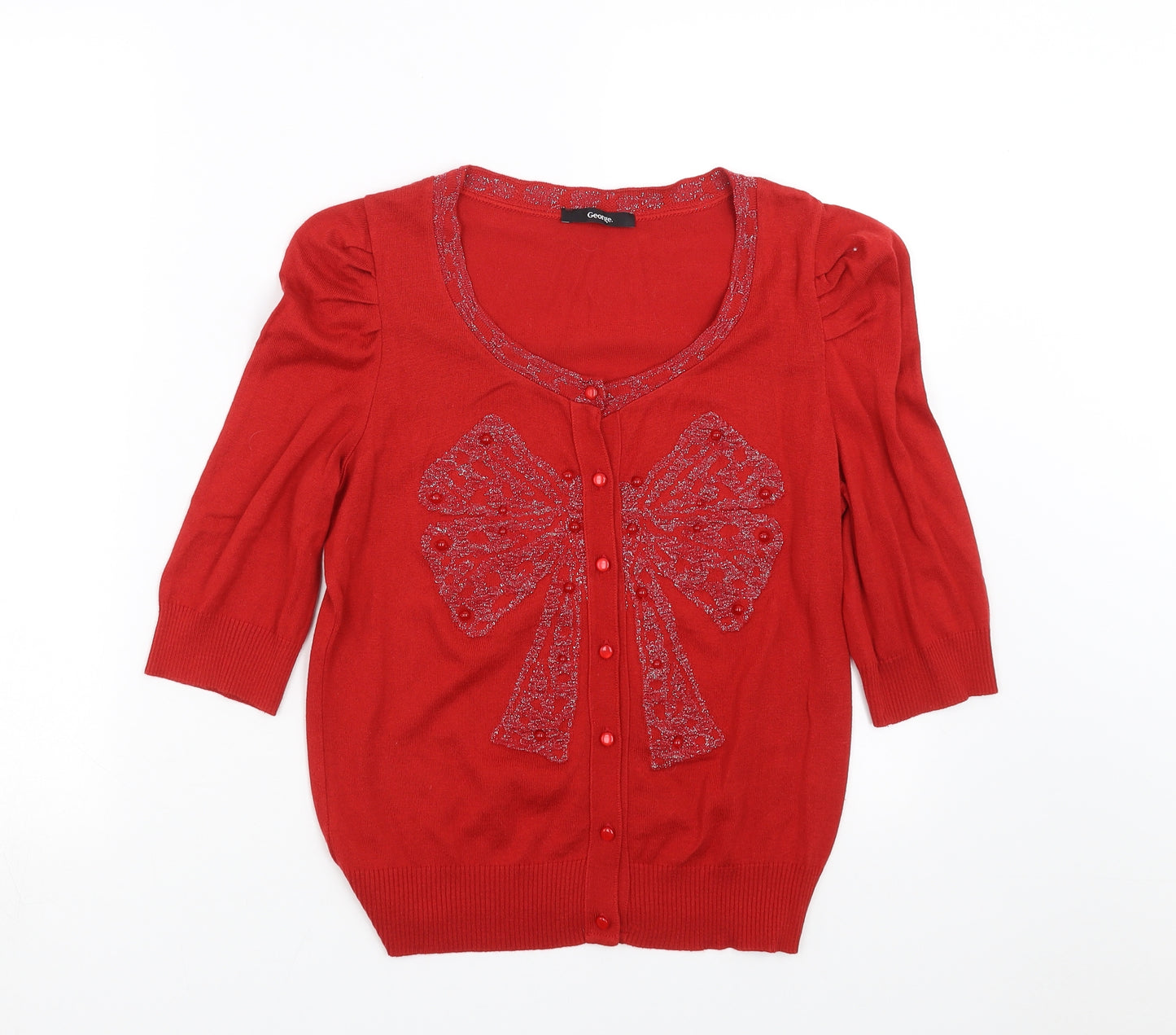 George Womens Red   Cardigan Jumper Size 10  - bow