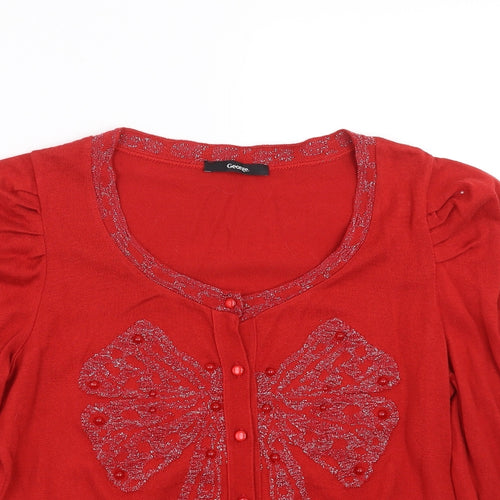George Womens Red   Cardigan Jumper Size 10  - bow