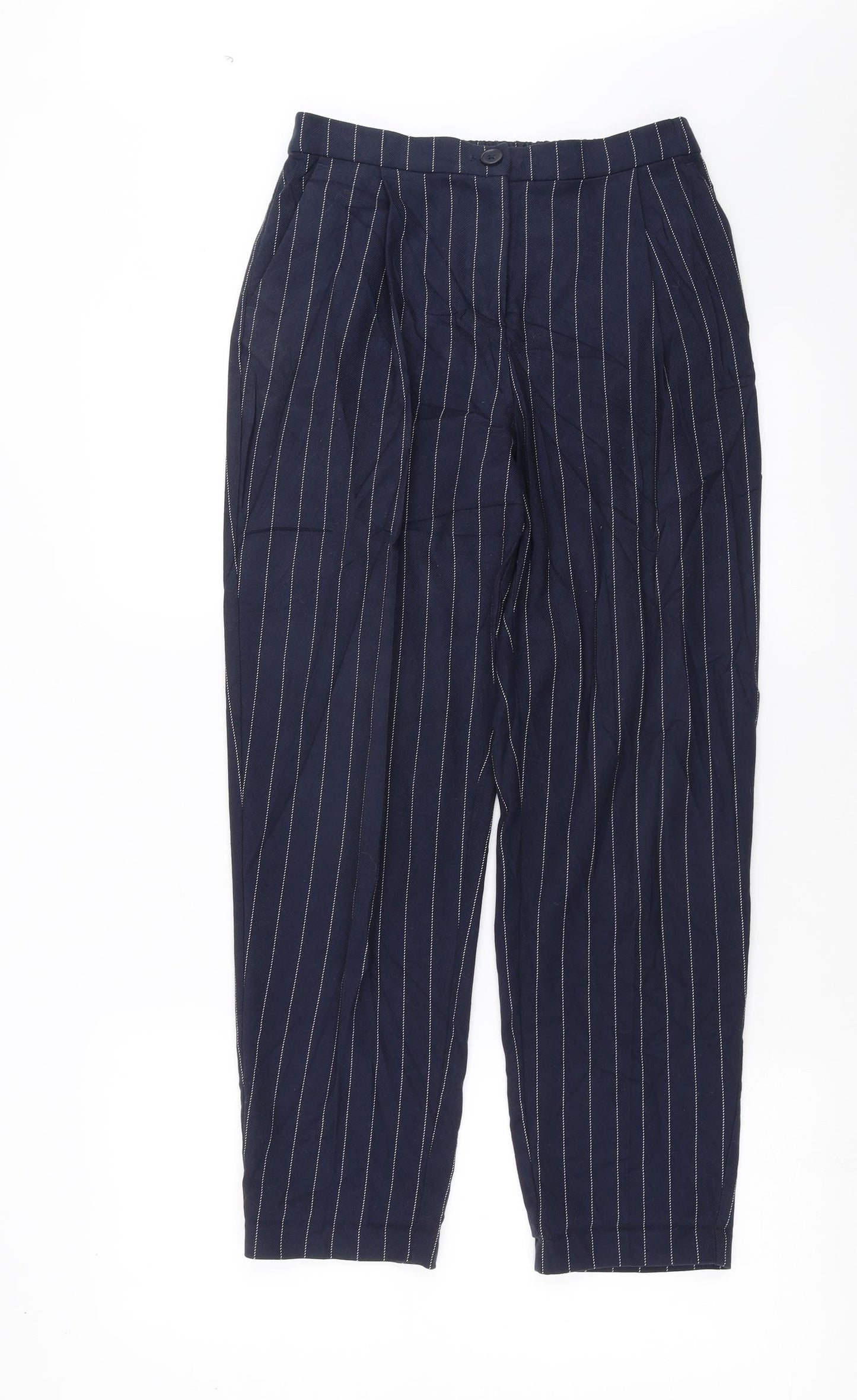Monki Womens Blue Striped  Trousers  Size 6 L26 in