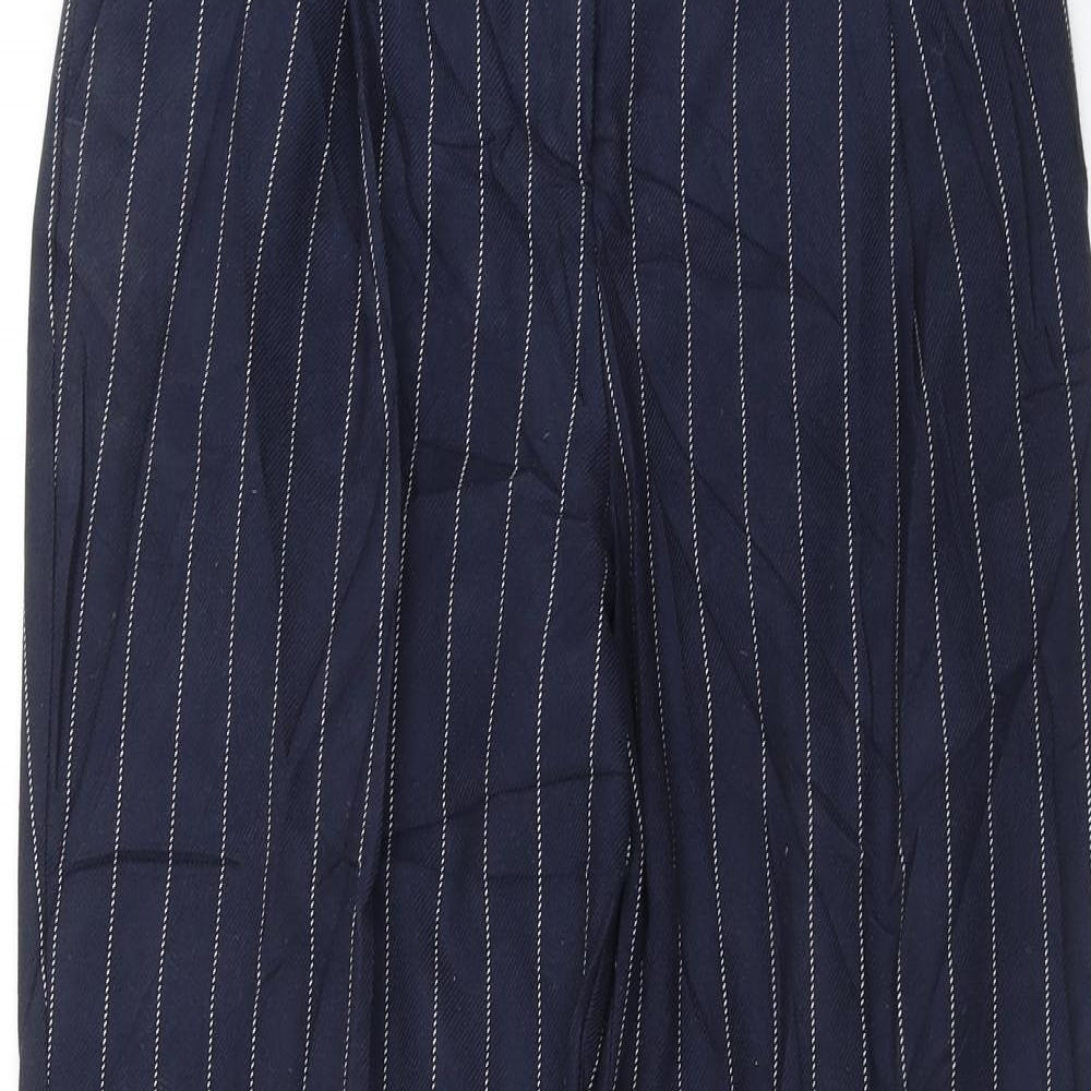 Monki Womens Blue Striped  Trousers  Size 6 L26 in