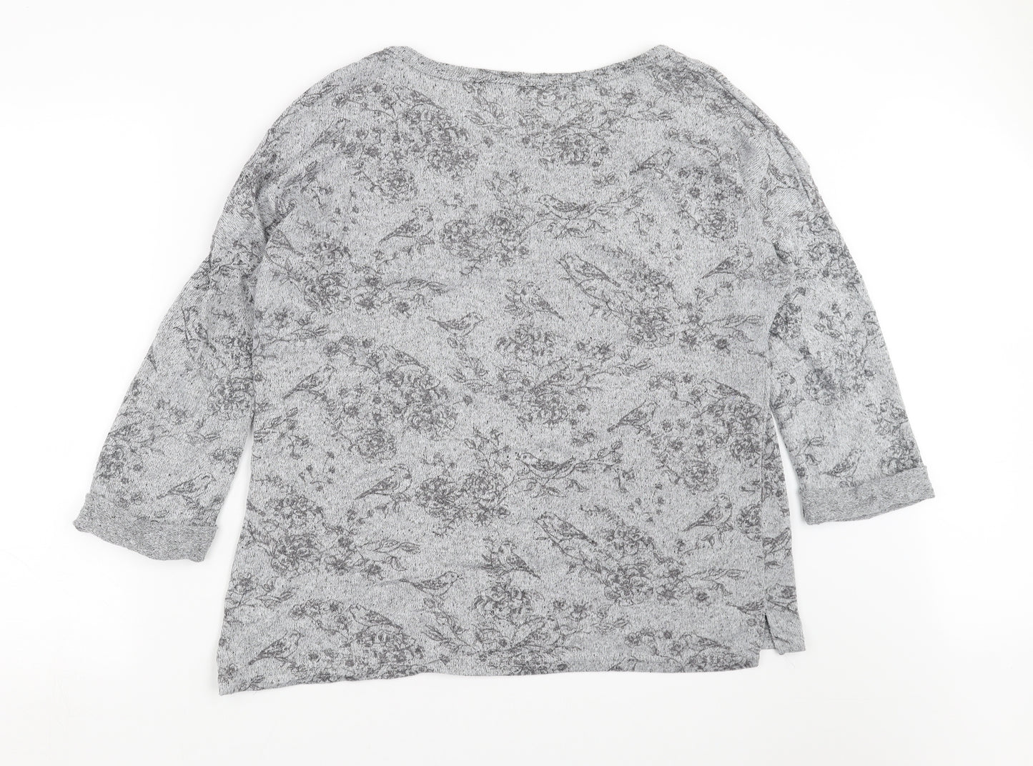 New Look Womens Grey  Knit Pullover Jumper Size 20  - Bird pattern