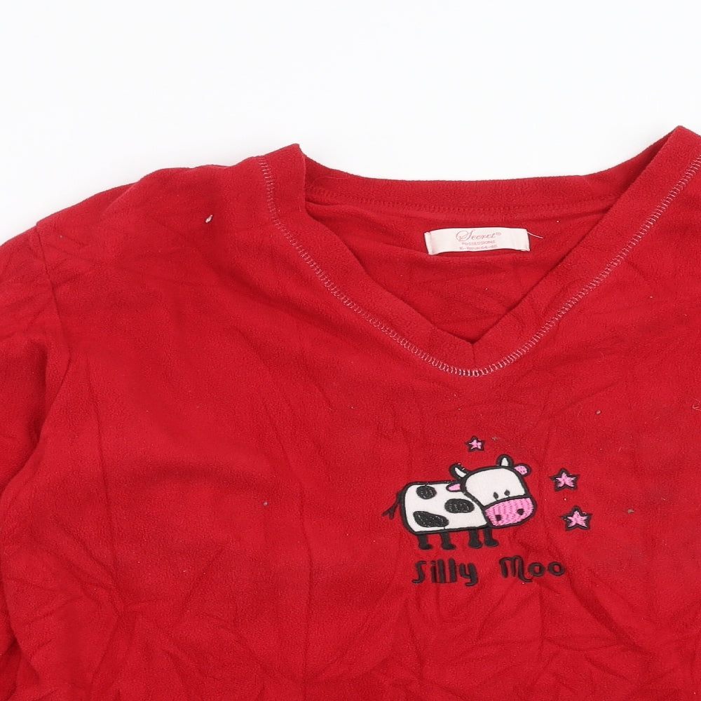 Secret Possesions Womens Red Solid Fleece Top Pyjama Top Size 16  - silly moo
