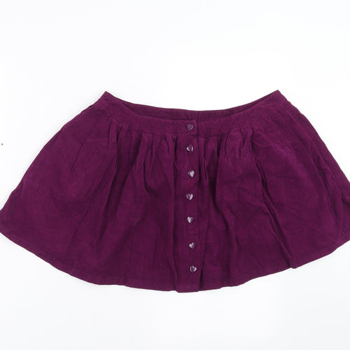 Topshop Womens Purple  Corduroy A-Line Skirt Size 10