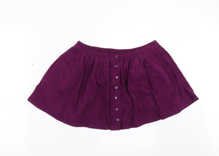 Topshop Womens Purple Corduroy A-Line Skirt Size 10