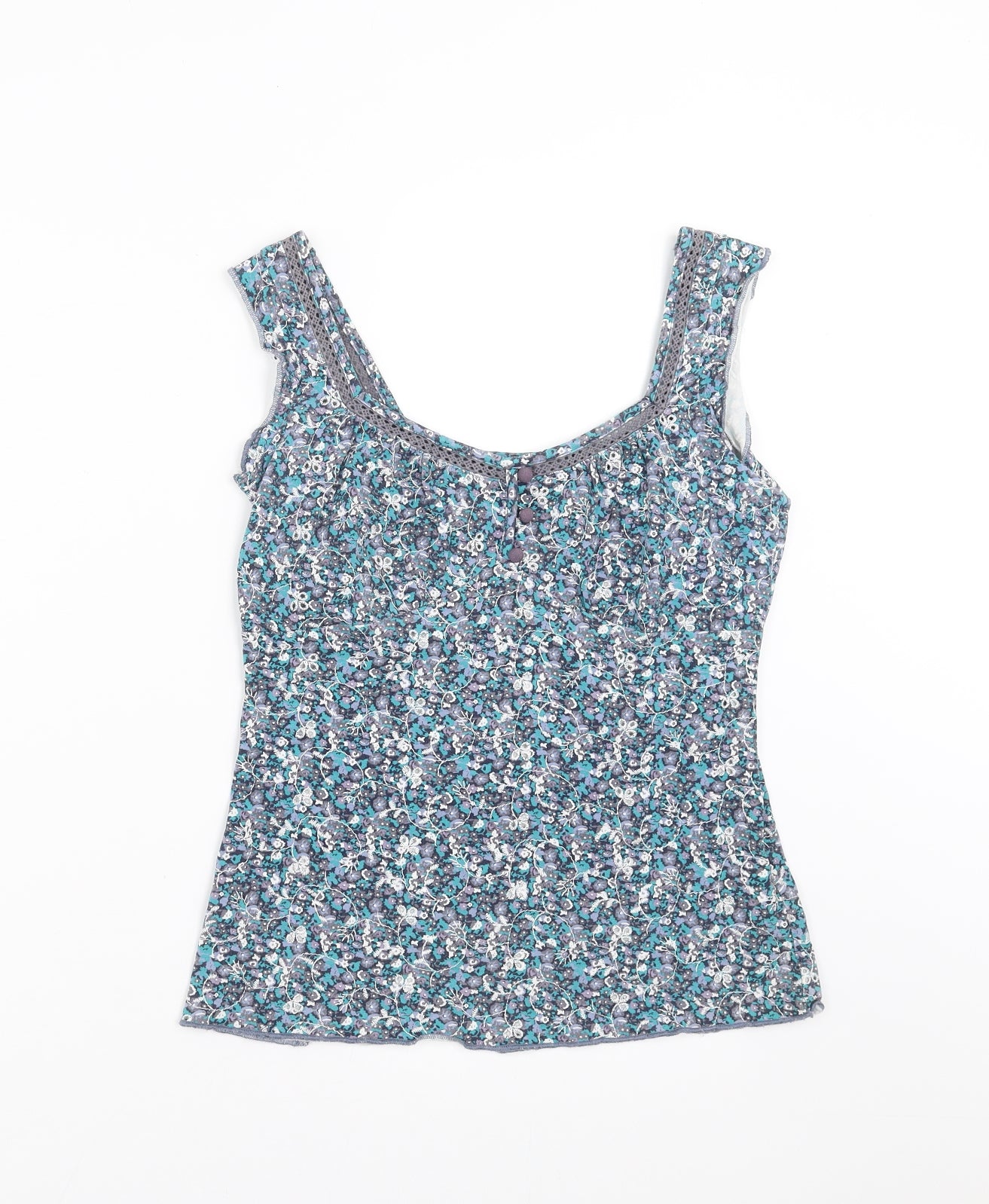 Marks and Spencer Womens Blue Floral  Basic Blouse Size 8