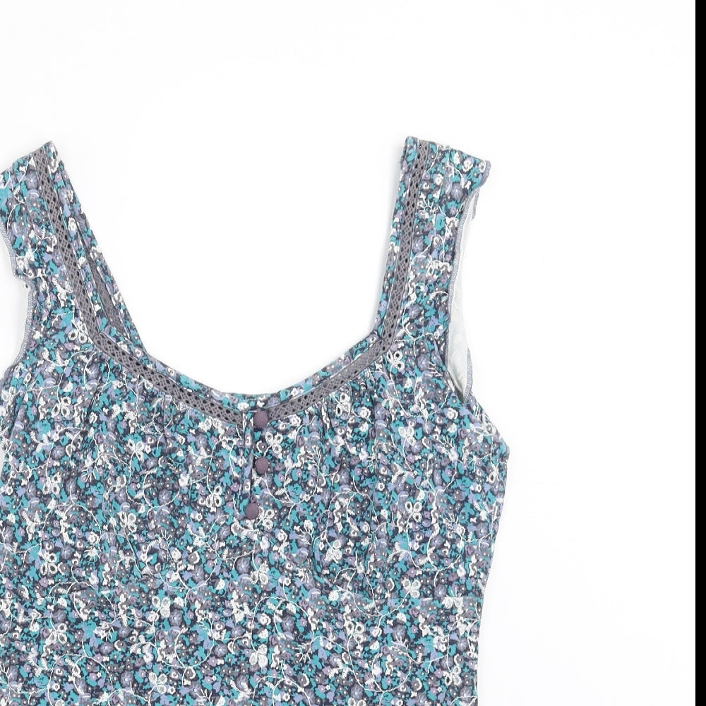 Marks and Spencer Womens Blue Floral  Basic Blouse Size 8