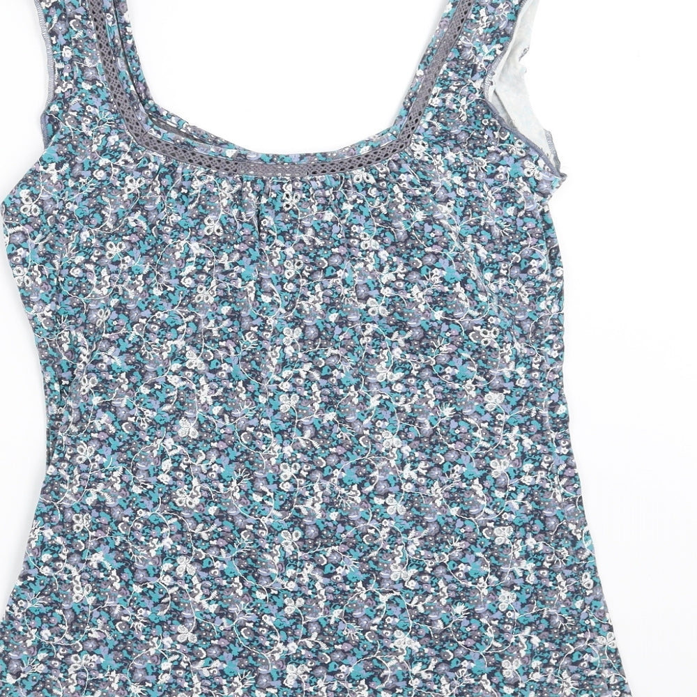 Marks and Spencer Womens Blue Floral  Basic Blouse Size 8