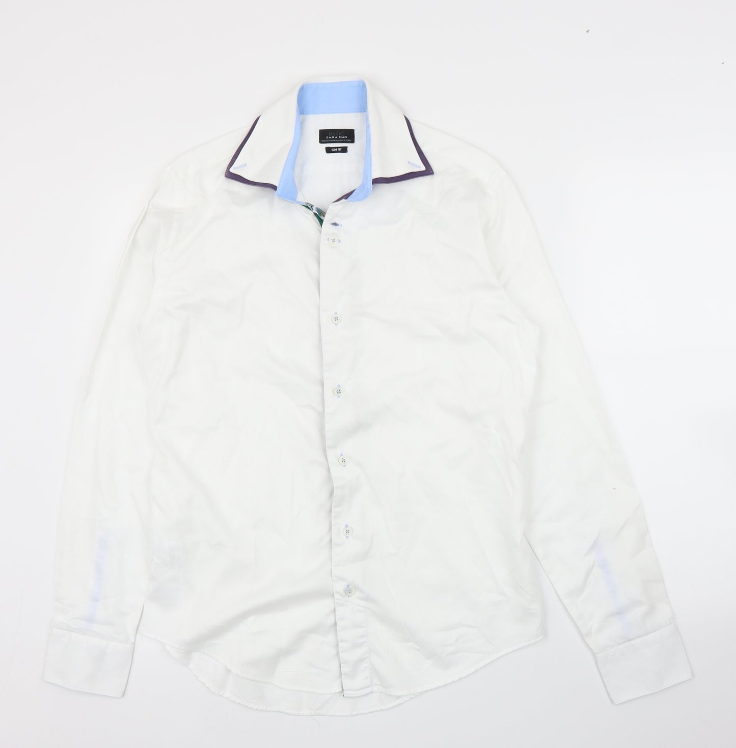 Zara Mens White    Button-Up Size M