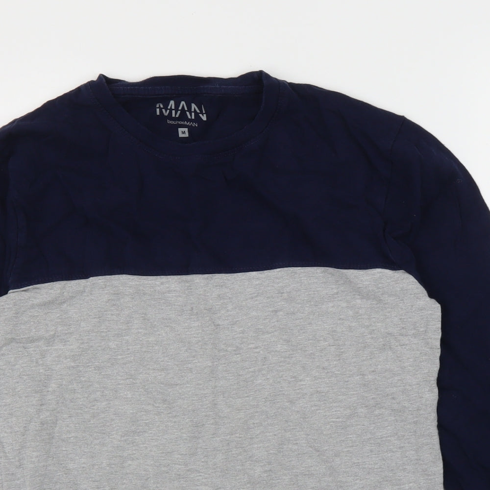 Boohoo Mens Grey Striped   T-Shirt Size M