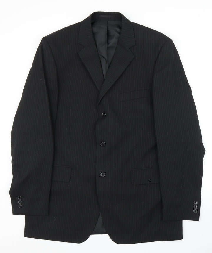 Pinsrtripe Mens Black Striped  Jacket Suit Jacket Size 44