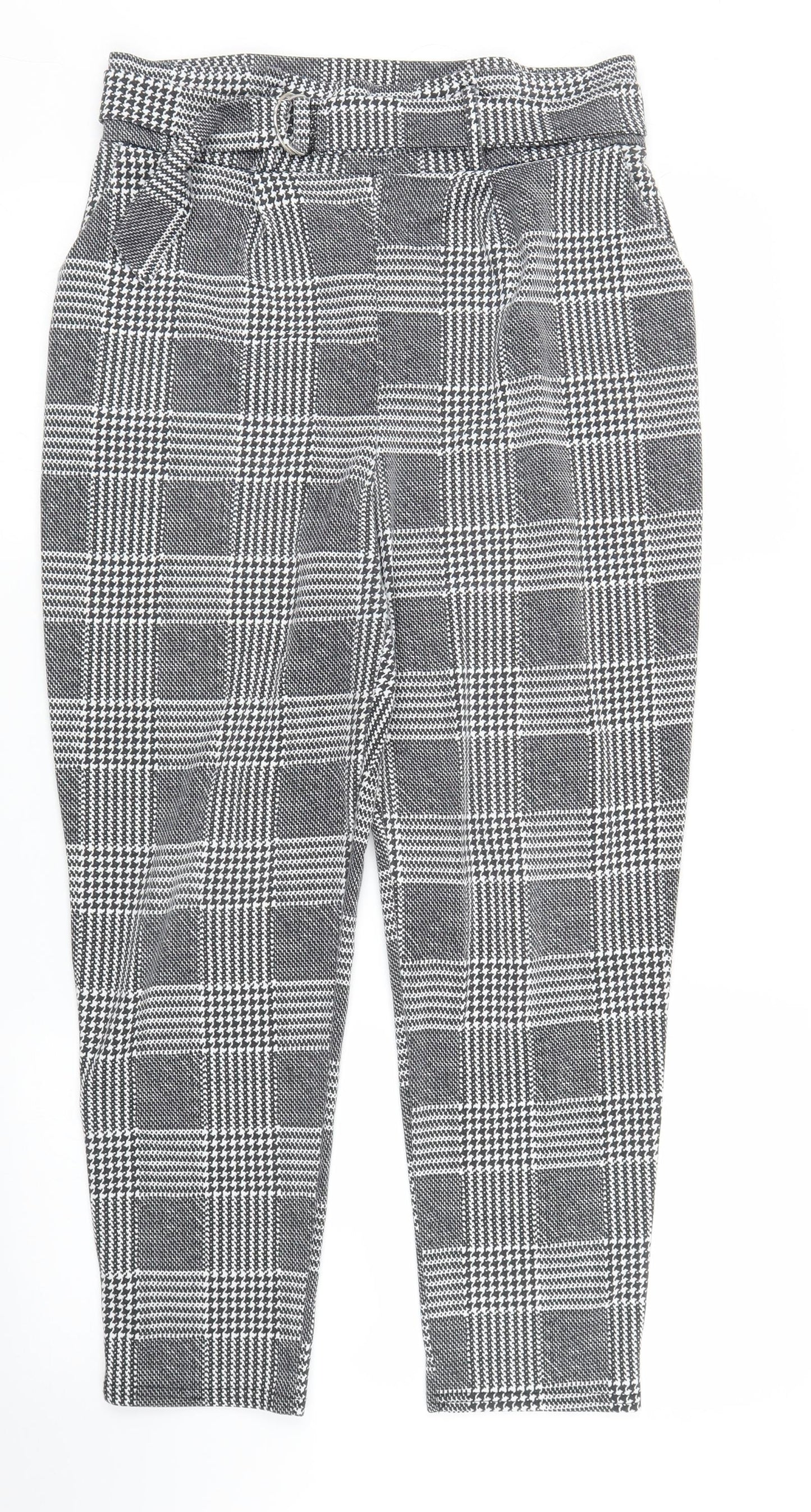 I SAW IT FIRST Womens Grey Houndstooth  Capri Trousers Size 14 L24 in