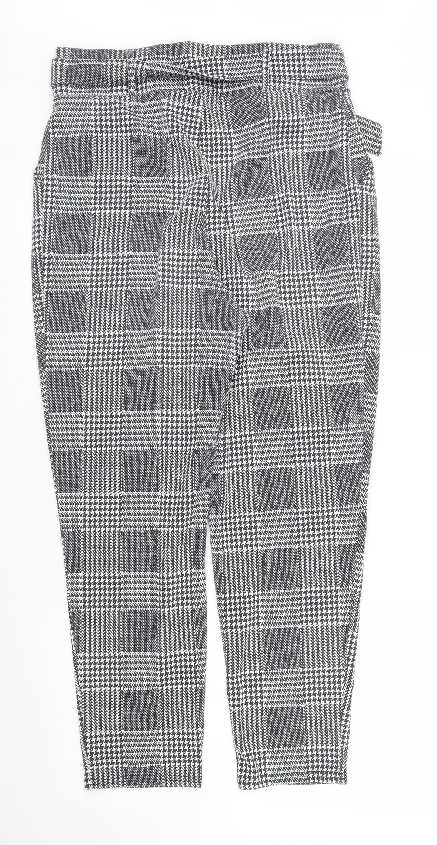 I SAW IT FIRST Womens Grey Houndstooth  Capri Trousers Size 14 L24 in