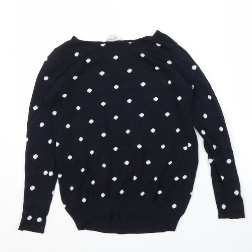 H&M Womens Blue Polka Dot  Pullover Jumper Size M