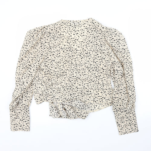 SheIn Womens Beige Animal Print  Basic Blouse Size XS