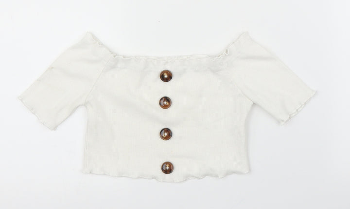 SheIn Girls White Cropped Blouse Size 7 Years