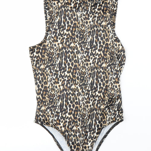 Primark Womens Beige Animal Print  Leotard One-Piece Size XS  - Leopard print