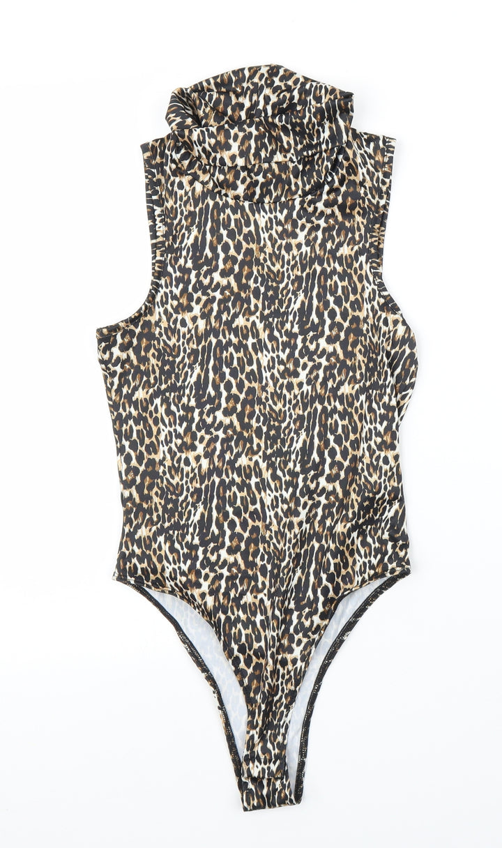 Primark Womens Beige Animal Print Leotard One-Piece Size XS - Leopard print