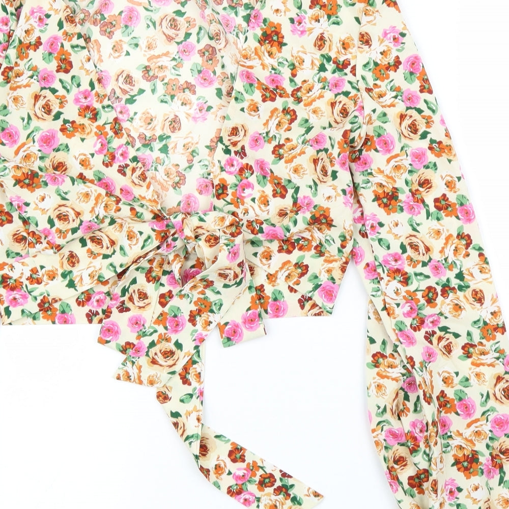SheIn Womens Beige Floral  Basic Blouse Size XS
