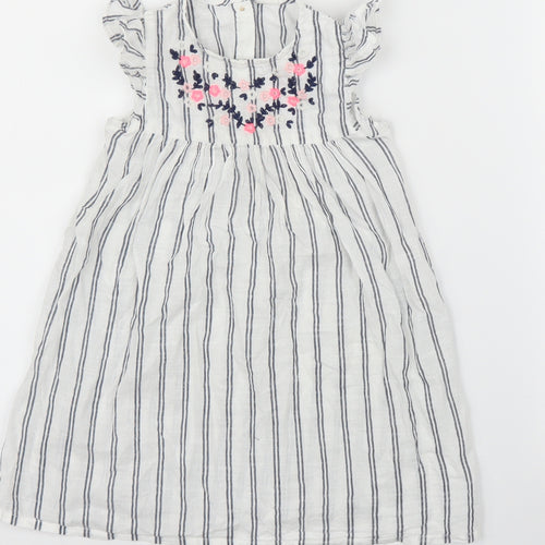 H&M Girls White Striped  A-Line  Size 4 Years