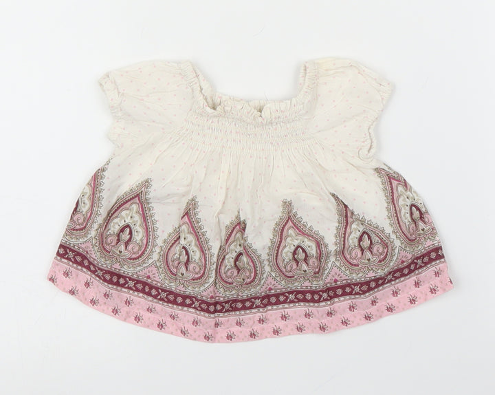 Preworn Girls Pink Paisley  Basic T-Shirt Size 3-6 Months