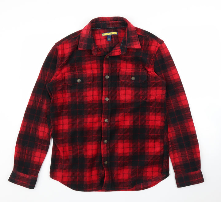 Prince and Fox Mens Red Plaid Button-Up Size S