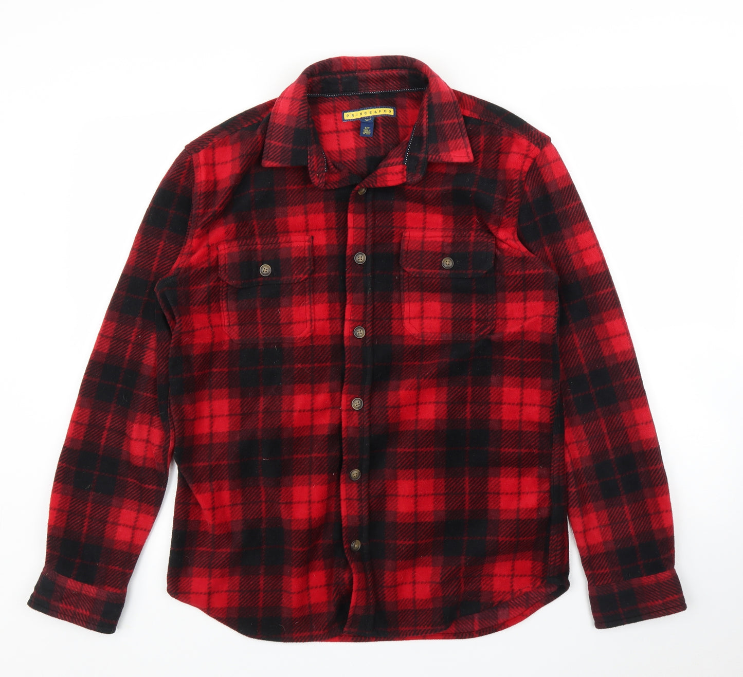 Prince and Fox Mens Red Plaid   Button-Up Size S