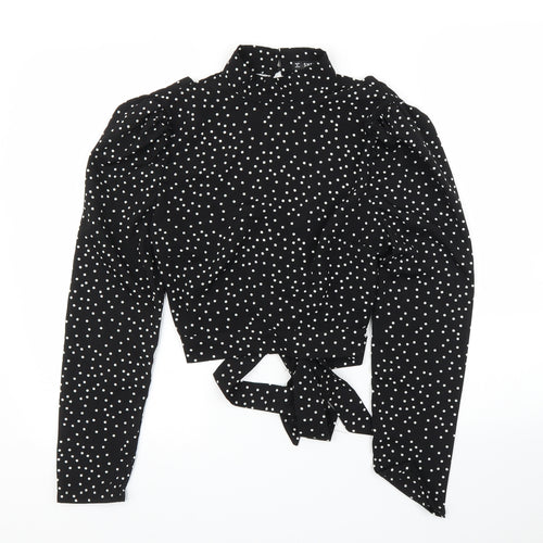 SheIn Womens Black Polka Dot  Basic Blouse Size S  - Open back