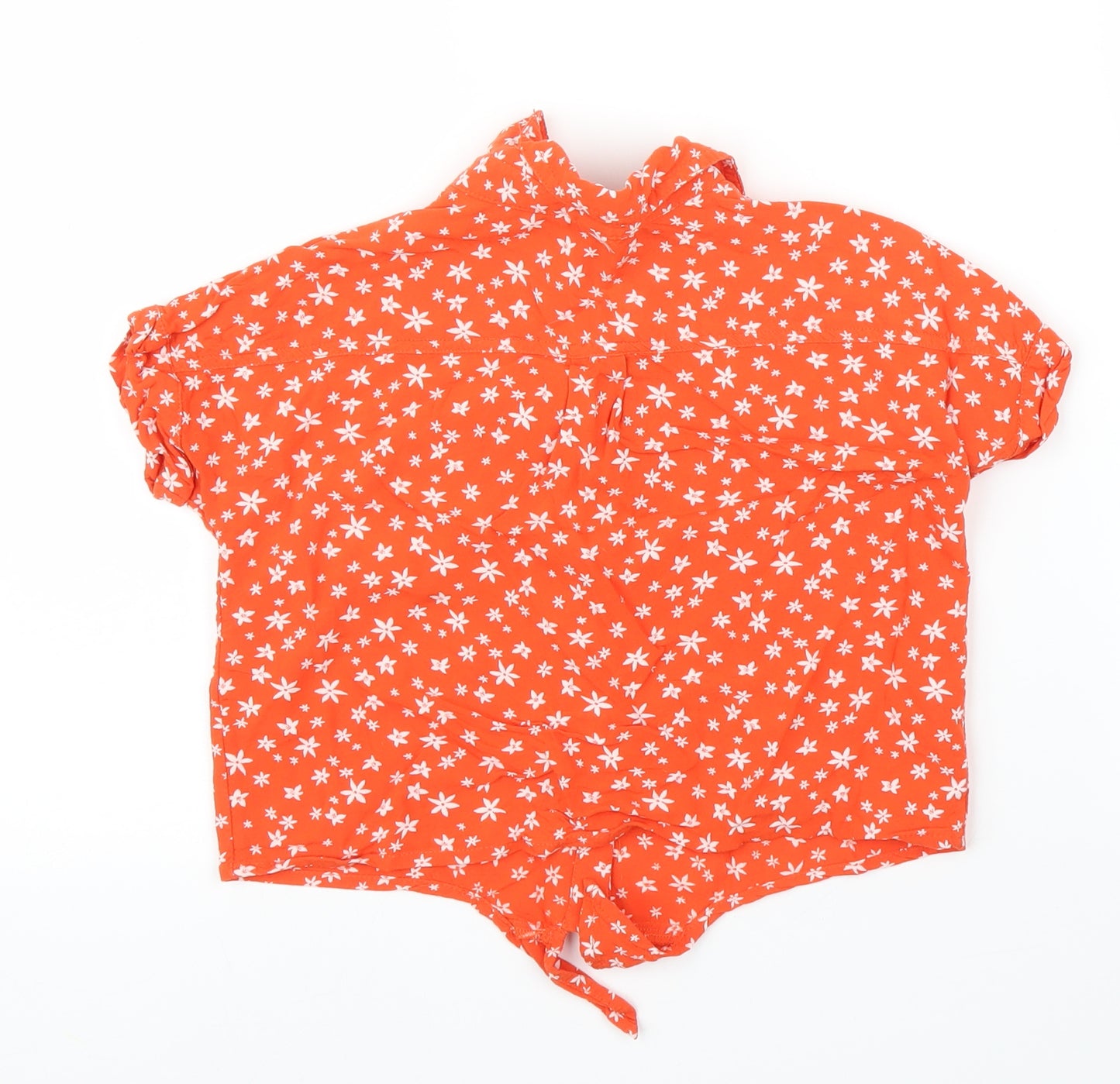 TU Girls Orange Floral  Basic Blouse Size 8 Years