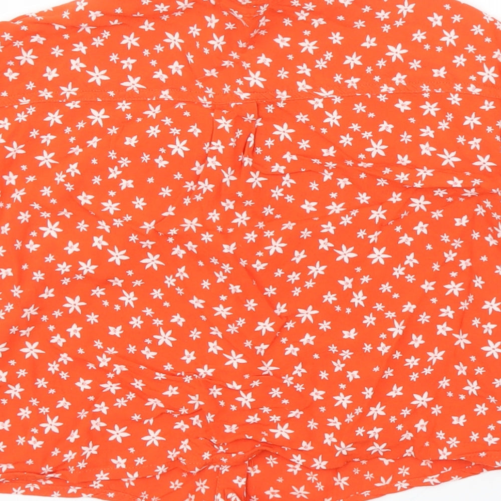TU Girls Orange Floral  Basic Blouse Size 8 Years