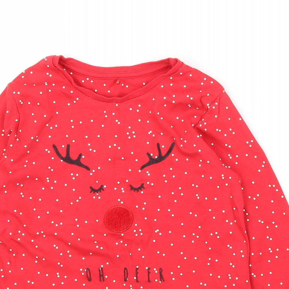 George Girls Red   Basic T-Shirt Size 9-10 Years  - Christmas