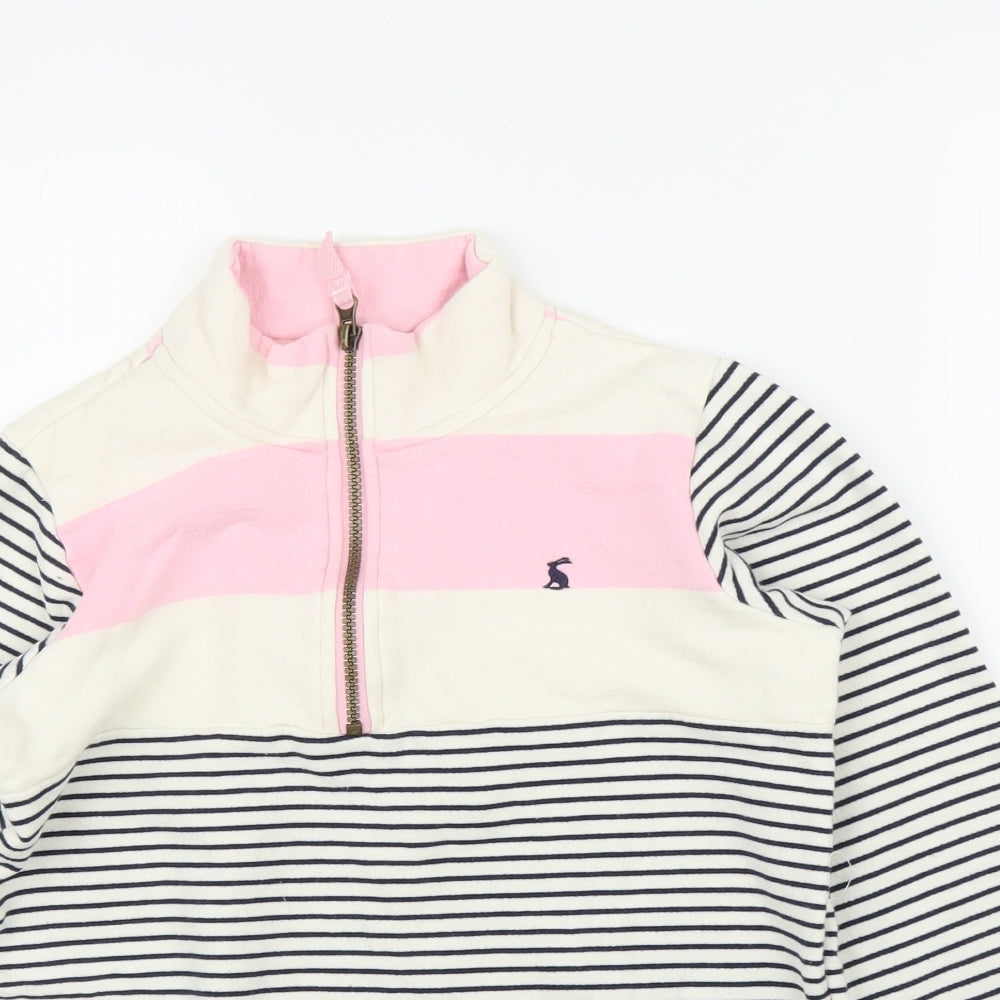 Joules Girls White Striped  Pullover Jumper Size 11-12 Years