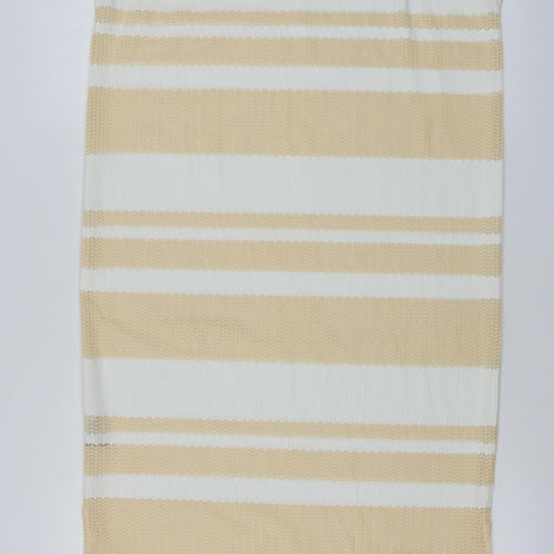 ellie white Womens Beige Striped  A-Line  Size M