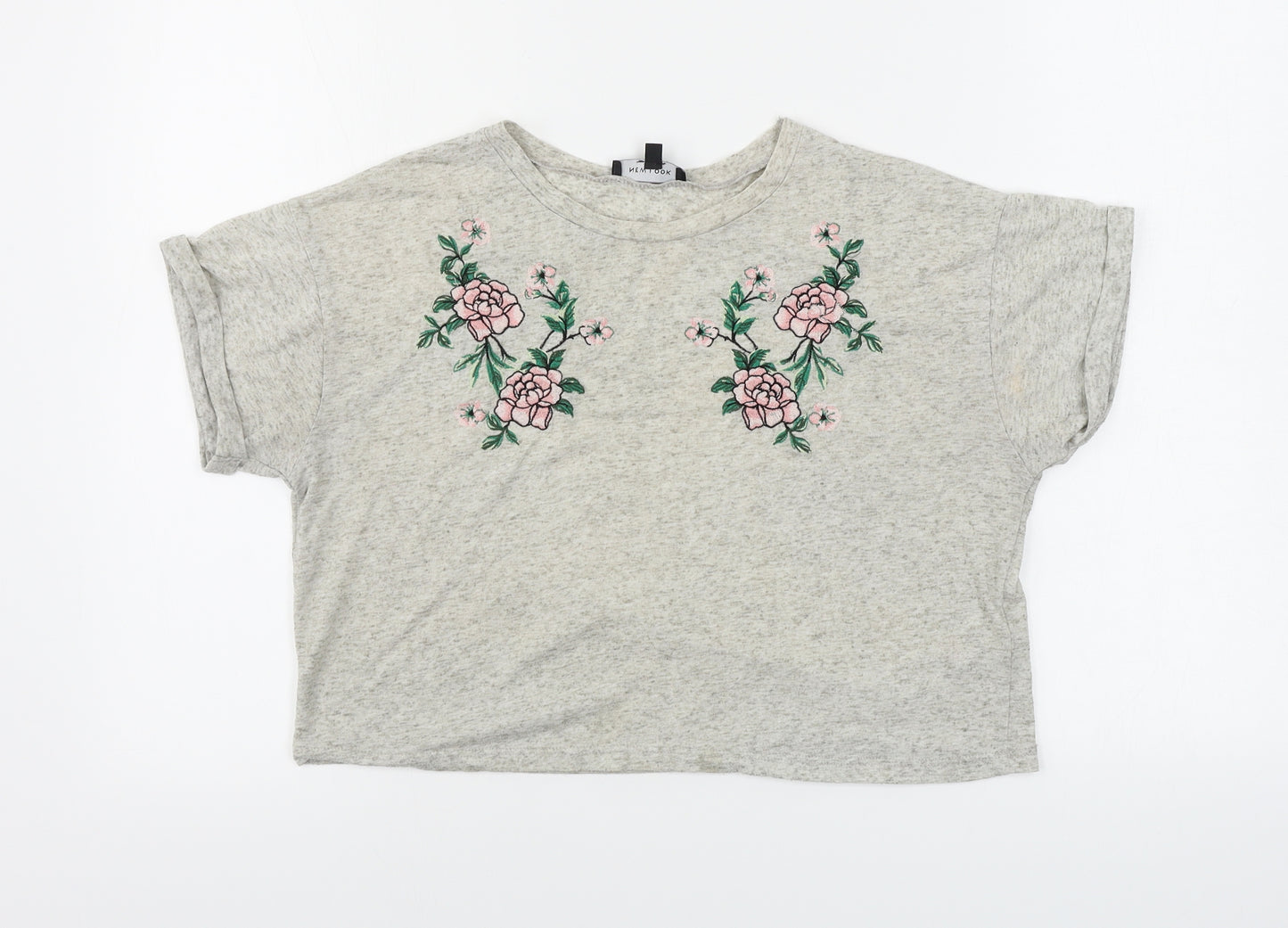 New Look  Womens Grey Floral  Basic T-Shirt Size 10
