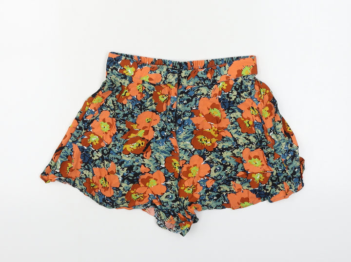 Topshop Womens Orange Floral Cut-Off Shorts Size 6