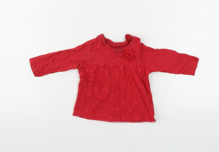 Nutmeg  Girls Red   Basic T-Shirt Size 3-6 Months