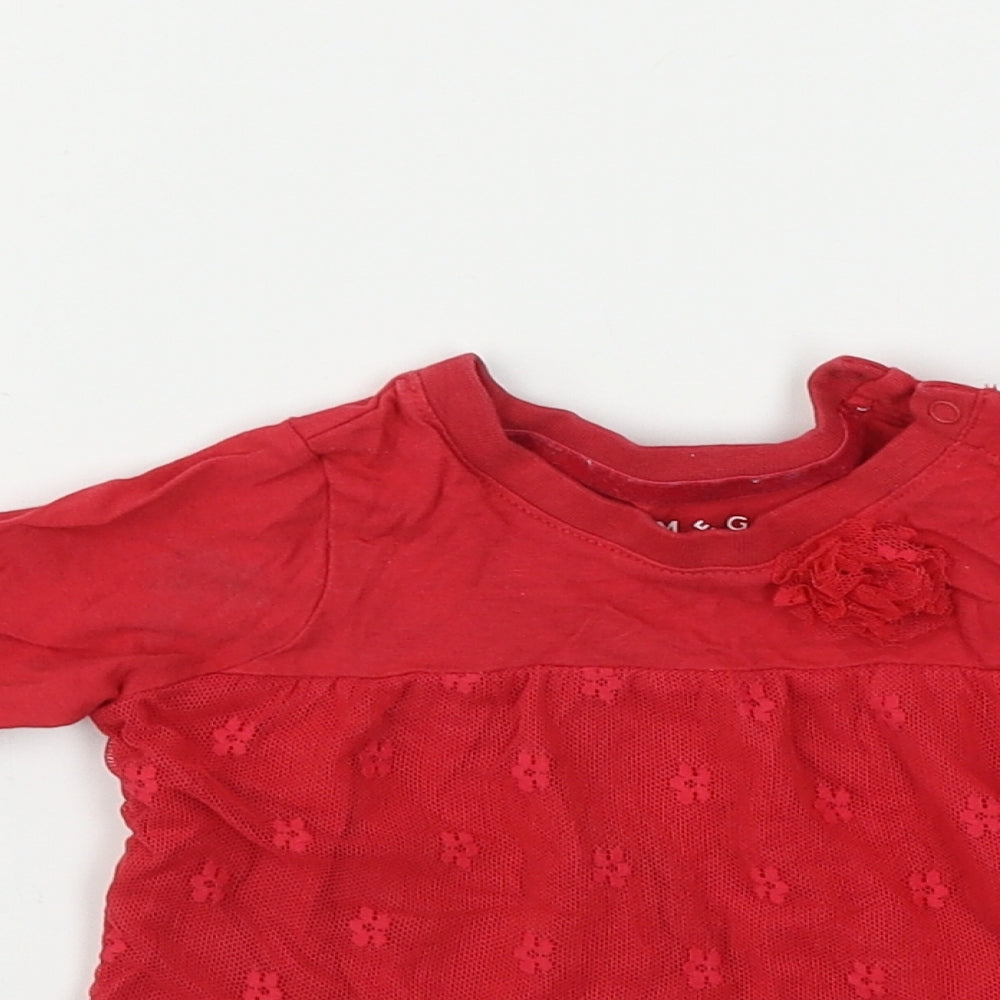 Nutmeg  Girls Red   Basic T-Shirt Size 3-6 Months