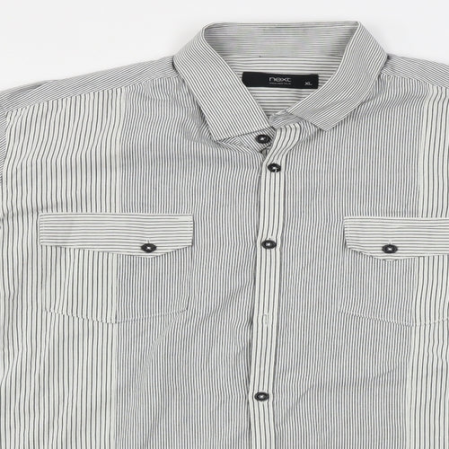 NEXT  Mens Grey Striped   Button-Up Size XL