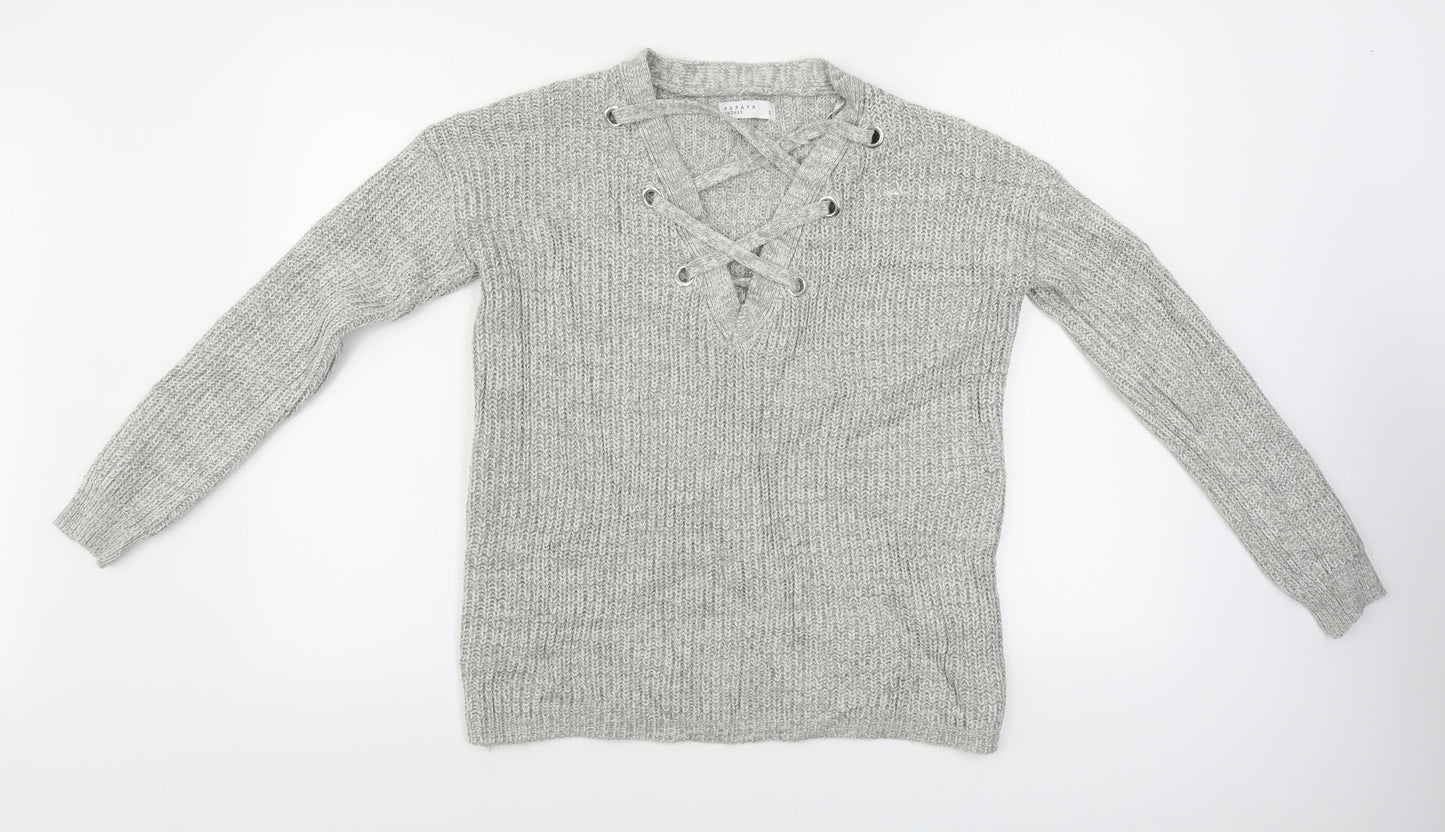 Papaya  Womens Grey   Pullover Jumper Size S