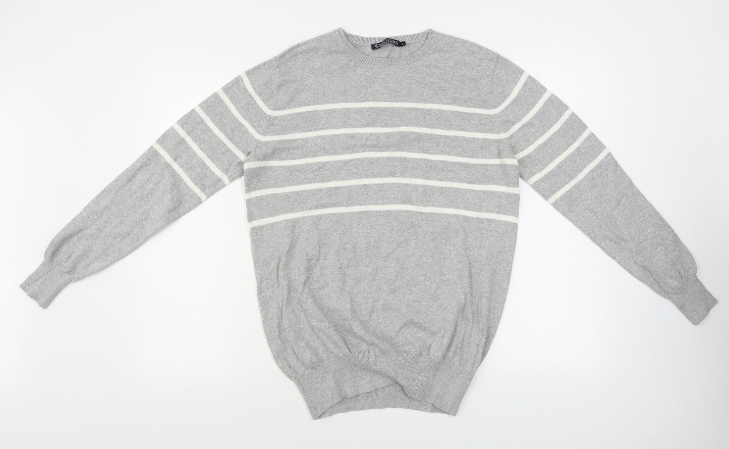 Woolovers Womens Grey Striped  Pullover Jumper Size S