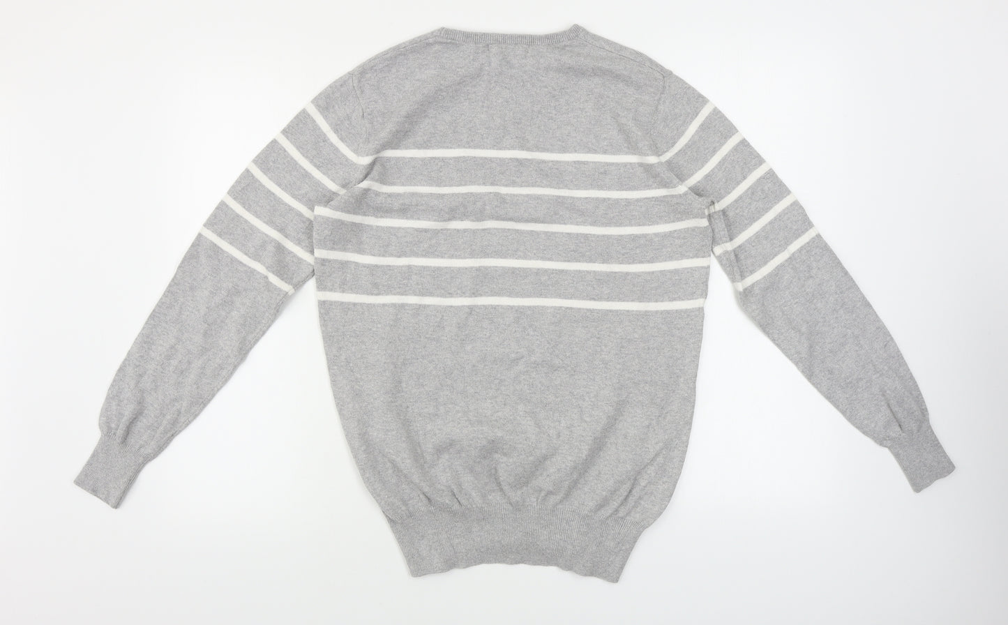 Woolovers Womens Grey Striped  Pullover Jumper Size S