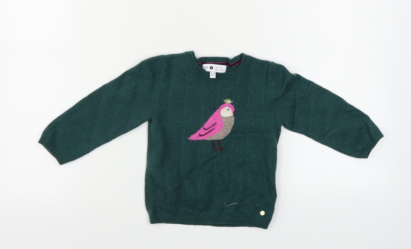 Marks and Spencer  Girls Green   Pullover Jumper Size 4-5 Years