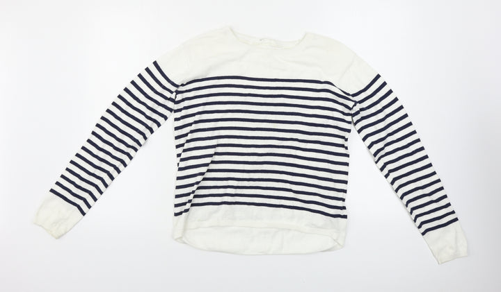 H&M Girls White Striped Pullover Jumper Size 14 Years