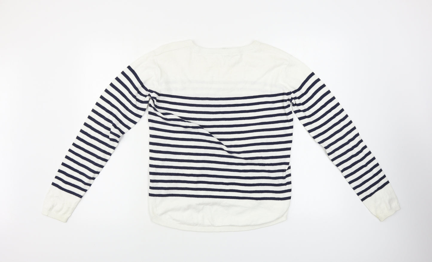 H&M  Girls White Striped  Pullover Jumper Size 14 Years